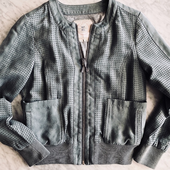 Anthropologie Jackets & Blazers - Anthropologie Vegan Perforated Suede Bomber XXS